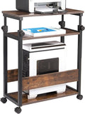 TooCust Height Adjustable Computer Tower Stand, Computer & Machine Carts, PC Tower Stand, Printer Stands with Wheels, 24" W x 12" D x 23"-38" H, Holds Up to 132 lbs (Fits Tower Lower Than 19")