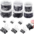 208 PCS Binder Clips Assorted Sizes – 0.6"-2" Black Metal Paper Clamps, Micro and Mini/Small/Medium/Large/Extra Large Binder Clips Set, Canned Office Supplies for Home/School