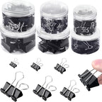 208 PCS Binder Clips Assorted Sizes – 0.6"-2" Black Metal Paper Clamps, Micro and Mini/Small/Medium/Large/Extra Large Binder Clips Set, Canned Office Supplies for Home/School