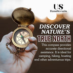 Be Strong and Courageous, Do Not Be Afraid Brass Engraved Compass with Stamped Wooden Case – Inspirational Birthday, Confirmation, and Baptism Gifts