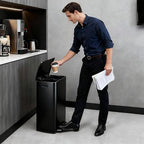 GarveeHome Commercial Dual Trash Can, 16 Gallon Stainless Steel Double Compartment Recycling Bin with Soft-Close Lids, Pedals & Plastic Inner Buckets, 60L Garbage Can for Kitchen, Home, Office, Black