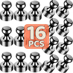 16 Pcs Fridge Magnets, Small Strong Magnetic Push Pins, Black Whiteboard Magnets for Locker, Kitchen Decor and Accessories, Office, Classroom Organization, Great Christmas Gifts for Men Women