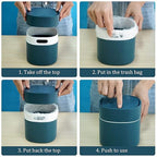 Business King Mini Desk Trash Can with Lid with Trash Bags 180 pcs Press-Top 0.5 Gallon Tiny Countertop Waste Basket Small Table Top Plastic Covered Garbage Bin for Desk Top (Blue)