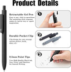 Piochoo Gel Pens, 8Pcs Quick Dry Black Ink Soft Touch Best Pen for Smooth Writing Journaling, Note Taking, School Supplies, Cute Office Pens for Men Nurse Aesthetic