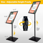 VAIIGO 3 Packs Heavy Duty Pedestal Poster Sign Stand, 11"x17" Adjustable Floor Standing Sign Holder with 6.6Lbs Solid Steel Base for Vertical and Horizontal View Sign Displayed Stands, Black