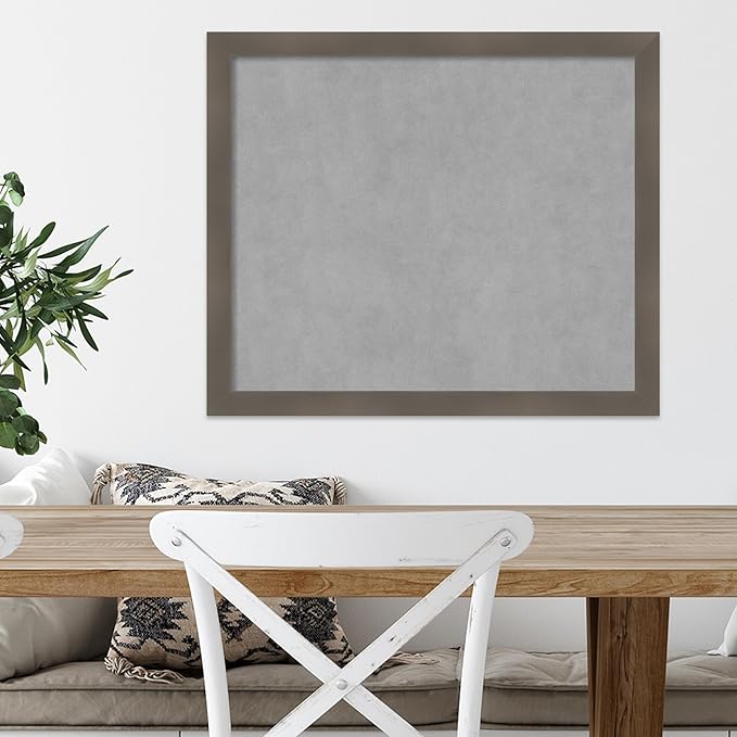 Amanti Art Grey Framed Magnetic Board 22x26 Medium Vision Board for use with Magnets, 100% Metal Sheet to Display Items as Office Decor or for Home Organization in mudroom, Kitchen or Kids Room