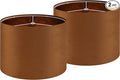 GO&SO Burnt Orange Velvet Drum Lamp Shades Set of 2 Medium, Replacement Lamp Shade 13" Top x 13" Bottom x 10" High(Spider)- Modern Fabric Lampshade for Table Lamp,Floor Lamps -Assembly Require