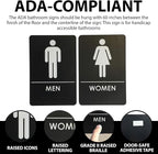 USA Made - Men's and Women's Restroom Signs ADA-Compliant Bathroom Door Signs for Offices, Businesses, and Restaurants, Black