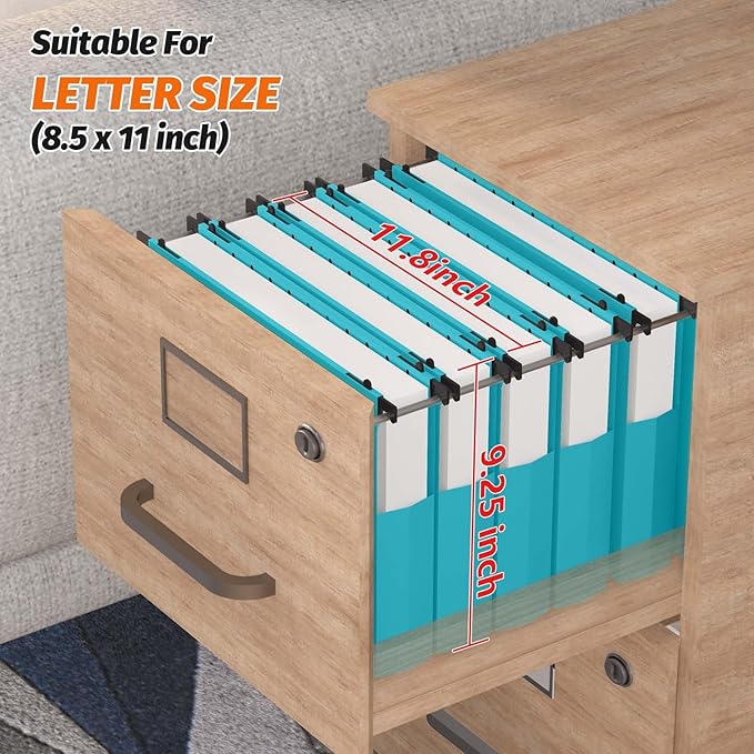 Shutex Extra Capacity Plastic Hanging File Folders,12 Pack Reinforced Expanding Hang Folder Letter Size,Accordian Pocket,Heavy Duty 2 Inch Expansion, Hard Hanging Folder Organizer for Office Home,Blue