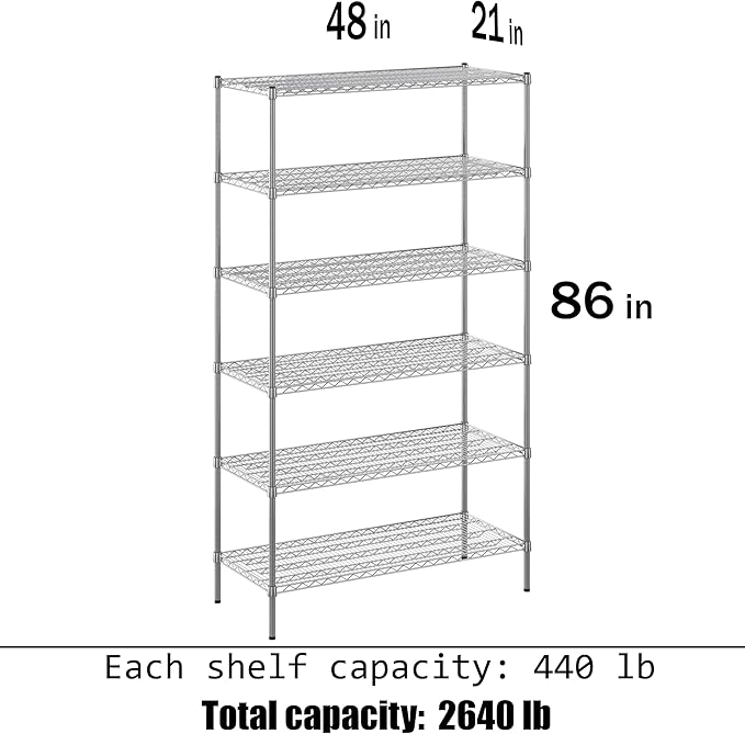 Regal Altair 21" Deep x 48" Wide x 86" Height Wire Shelving Kit | 6-Tier | NSF Commercial Storage Rack Unit