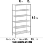 Regal Altair 21" Deep x 48" Wide x 86" Height Wire Shelving Kit | 6-Tier | NSF Commercial Storage Rack Unit