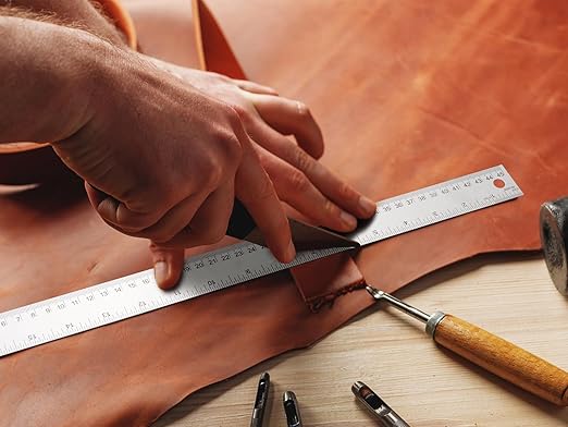 Metal Ruler with Cork Backing, 12 Inch Stainless Steel Rulers 12 Inch Metal Ruler 2 Pack- Imperial and Metric - Non-Slip Prevent Ink Leakage - for School Office Engineering Tools