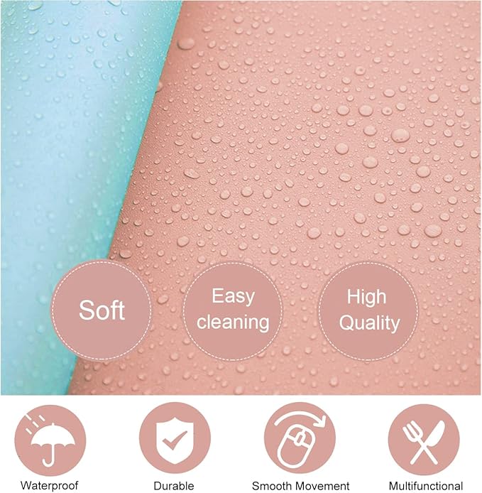 SUJAYU Dual Sided PU Leather Desk Pad, Mouse Pad, Office Desk Mat, Non-Slip Laptop Desk Pad, Waterproof Desk Writing Pad for Office and Home (23.6" x 11.8", Pink+Light Blue)