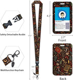 Giancomics Book Mushroom Lanyards for Id Badges, Witchy ID Badge Holder with Retractable Reel, Flower Teacher Lanyard with Keychain Key Clip Carabiner Name Tag Card Holder Protector Office Women Gift