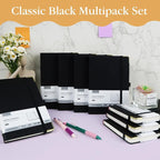 ONAVIA A5 Black Lined Journal Notebook - 100 GSM Thick Paper, 8 Pack Hardcover Journaling Notebooks for Writing, Work, Travel, College Ruled Journals for Women & Men, PU Leather Note Books, 5.5”x8.3”