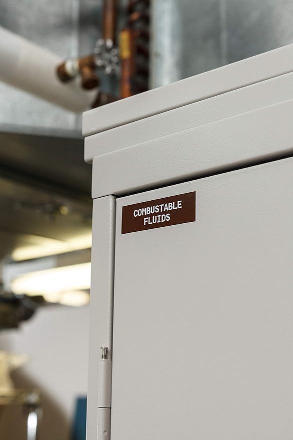 Brady Authentic (M21-375-595-BR) All-Weather Vinyl Label for Indoor/Outdoor ID, Lab and Equipment Labeling, White on Brown- ForM210, M210-LAB, M211, BMP21-PLUS and BMP21-LAB Printers, .375" W, 21' L
