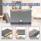 H4D 4x6 Index Card Case with 100 Heavyweight Ruled Index Cards and Dividers, Black