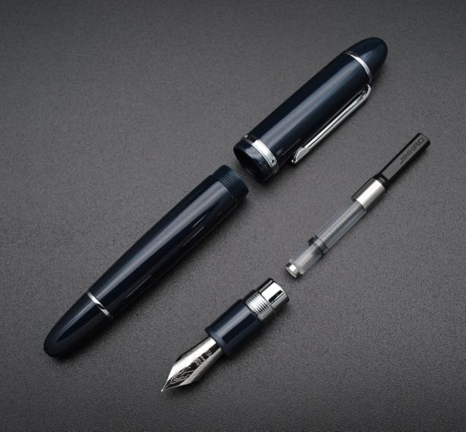 JINHAO X159 Fountain Pen (EF Nib 0.38mm, Dark Blue with Silvery Clip)