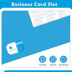 Two Pocket Folders, PANDRI 30 Pack 2 Pocket Folders, Letter Size Paper File Folder for School Office Home Business, LightBlue