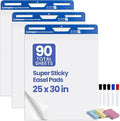 Lumspax Sticky Easel Pads 25x30 In, 3 Pack Large Self Stick Flip Chart Paper with Enhenced Power, 90 Sheets Total