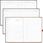 EMSHOI Meeting Notebook for Work with Sticky Tabs - 240 Pages, A4 Size Project Planner, PU Leather Meeting Agenda/Minutes Organizer for Women Men Note Taking Office Business, 8.3"x11.7", Dark Green