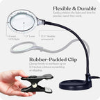 Brightech LightView Pro Flex 2 in 1 Magnifying Desk Lamp, 2.25x Light Magnifier, Adjustable Gooseneck Magnifying Glass with Light for Crafts, Reading, Close Work