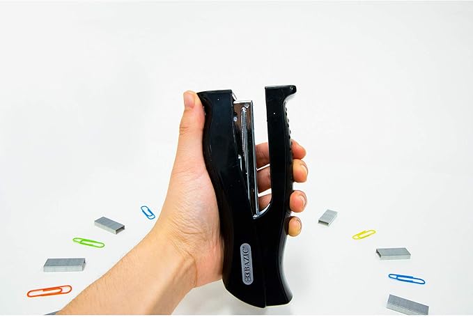 BAZIC Products Stand-Up Stapler w/500 Staples, Full Strip Size Standard (26/6), Black Durable Desktop Staplers for Home Office School, 1-Pack