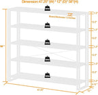HCHQHS Bookshelf, 5-Tier Industrial Bookcase, White Open Book Shelf, Freestanding Tall Bookshelves with Metal Frame