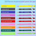 Greengines 50 Pcs Inspirational Pens - Motivational Ballpoint Pens Bulk with quotes Stylus Tip Gifts for School Coworkers Office Supplies Black Ink