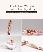 ARTEX Luxury Fountain Pen Set With Stand - Museum Art Collections - Crafting Timeless Beauty - the Best Gift & Office Desk Decor, German SCHMIDT Fine Nib, Solid Metal & Marble Texture