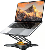 JCZT Adjustable Laptop Stand for Desk, 360° Rotating Base Ergonomic Computer Stand, Laptop Riser Foldable Protable for Office Home Fits Compatible with MacBook Pro/Air Notebook up to 10-16" Black