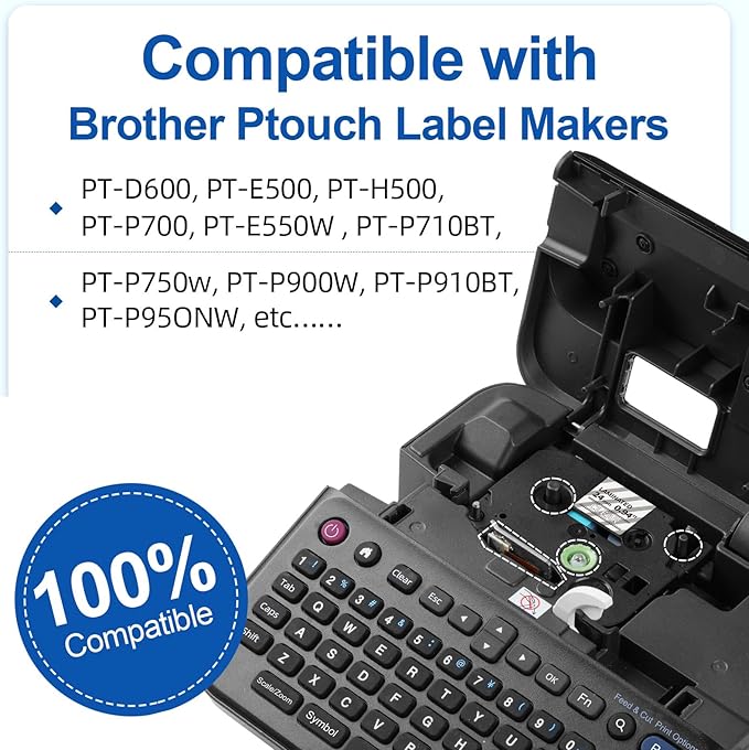 TZ White on Clear Label Tape 1" Replace for Brother P Touch TZe TZ Tape 24mm 0.94 Laminated Clear TZe-155 TZe155 Compatible with Ptouch PTD600 PT-D610BT PT-P710BT Label Maker, 4-Pack White on Clear