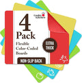 Cooler Kitchen 4 Piece Flexible Plastic Cutting Boards for Kitchen, BPA Free Plastic Cutting Mats For Kitchen - Extra Thick Chopping Mats - Mats Color Coded with Food Icons - Non Slip Dishwasher Safe