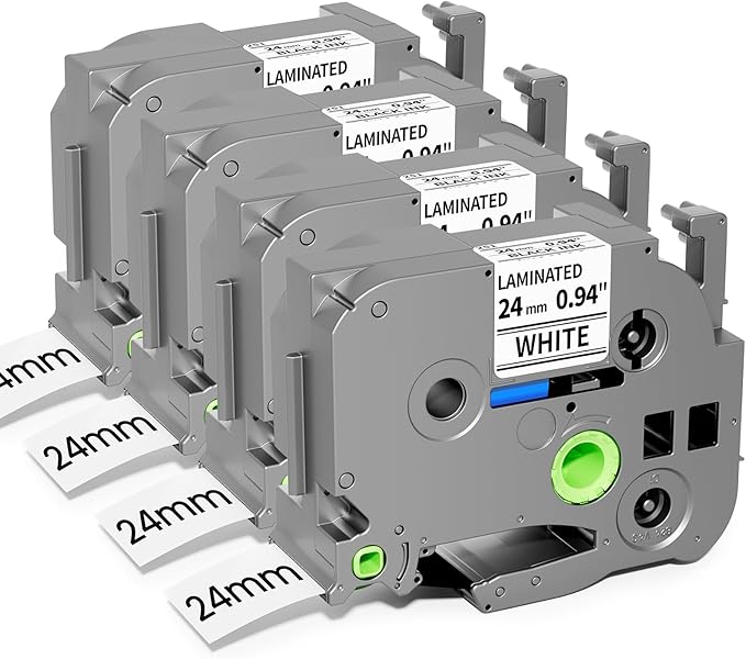 TZe-251 24mm 0.94 Laminated White Tape Replace for Brother Label Maker Tape Aze-251 Compatible with P-Touch Label TZ TZe 1" Black on White for PT-D600 PT-D610BT PT-P710BT PTP700 Refills,4 Pack