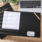 Harloon 40 Pcs Tax Return Folders 12 x 9 Inches 2 Pocket Folders Bulk Gold Foil Stamped Heavyweight Folder, Holds 8 x 11 Inches Letter Size Paper(Black,Cardboard)
