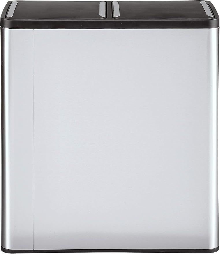 The Step N' Sort 18.5 Gallon Extra Large Capacity, Soft-Step, Dual Trash and Recycling Bin with Removable Inner Bins, Silver