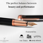 Ellington Pens Luxury Fountain Pen Set - Smooth Medium Nib- Includes 3 Ink Cartridges, Refillable Ink Converter, Gift Box- Fountain Pens For Writing, Calligraphy, Journaling, Sketching (Midnight Rose)