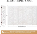 66.9Inch Folding Room Divider, 6 Panels Wood Carved Privacy Screens, Free Assembled Freestanding Partition for Home Office Restaurant Bedroom (White-Washed)
