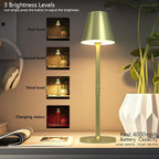 Timjorman 4-Pack Cordless Table Lamps - 5000mAh Rechargeable Battery Operated Desk Lamp, 3-Level Dimmable LED Night Light for Bedroom, Dining, Restaurant - Metal Design (Champagne Gold 4Pack)
