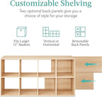 Best Choice Products 8-Cube Storage Organizer, 13.5in Shelf Opening, Bookcase, Display Shelf, Customizable w/ 2 Removable Back Panels – Light Oak