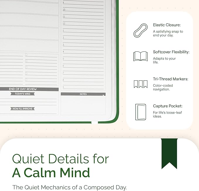 Panda Planner Pro A4 Daily Planner 2026 – 6 Month Undated Daily Productivity Planner with Large 8.5x11 Layouts, Weekly & Monthly Calendar Planner, Goal Tracker, Habit Tracker & Time Management Organizer – Dark Green