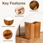 Tenavo 2 Gallons Wooden Bin Wastebasket, Small Trash Can, Decorative Bathroom Trash Can, Waste Basket for Bedroom, Office Garbage Can, Wood Bathroom Accessories