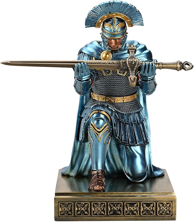 HDMbigmi Centurion Cloak Warrior Knight Pen Holder Mobile Phone Stand Desk Organizers and Accessories as Gift for Office and Home (Blue)
