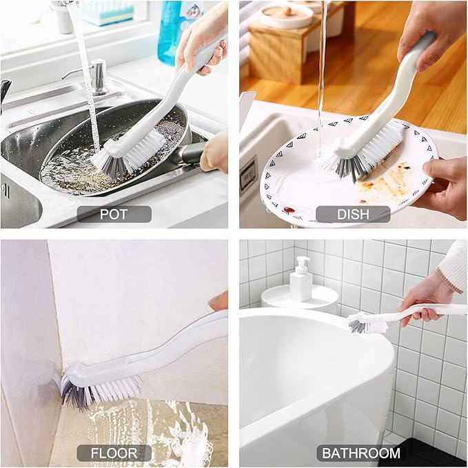 SHUNWEI 2 Pcs Cleaning Brush Small Scrub Brush for Cleaning Sink Scrub Brush with Handle, Bathroom Kitchen Edge Corner Grout Cleaning Brushes for Household Use, Window Track Cleaning Brush