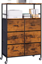 DreamDashio 51" H Tall Mobile File Cabinet, Rolling Printer Stand with 6 Drawers, Adjustable Hanging Rails for A4/Letter/Legal Files, Fabric Vertical Filing Cabinet for Home Office, Rustic Brown
