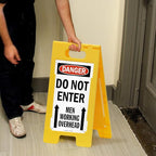 SmartSign 25 x 12 inch “Danger - Do Not Enter, Men Working Overhead” Two-Sided Folding Floor Sign with Up Arrows, Digitally Printed Polypropylene Plastic, Multicolor, Made in USA