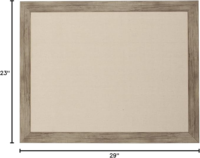 DesignOvation Beatrice Framed Linen Fabric Pinboard, 23x29, Rustic Brown