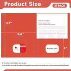 Two Pocket Folders, PANDRI 30 Pack 2 Pocket Folders, Letter Size Paper File Folder for School Office Home Business, Red