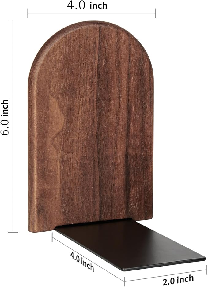 Book Ends,2 Pair Medium Bookends Wood Book Ends Universal Economy Bookend (2, Medium)