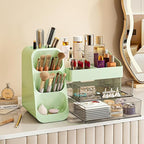 KQJS Makeup Organizer with Drawers,Large Capacity Countertop Organizer for Vanity,Bathroom and Bedroom Desk Cosmetics Organizer,Easy To Storage Skincare,Brushes,Lotions,Lipstick (Green)